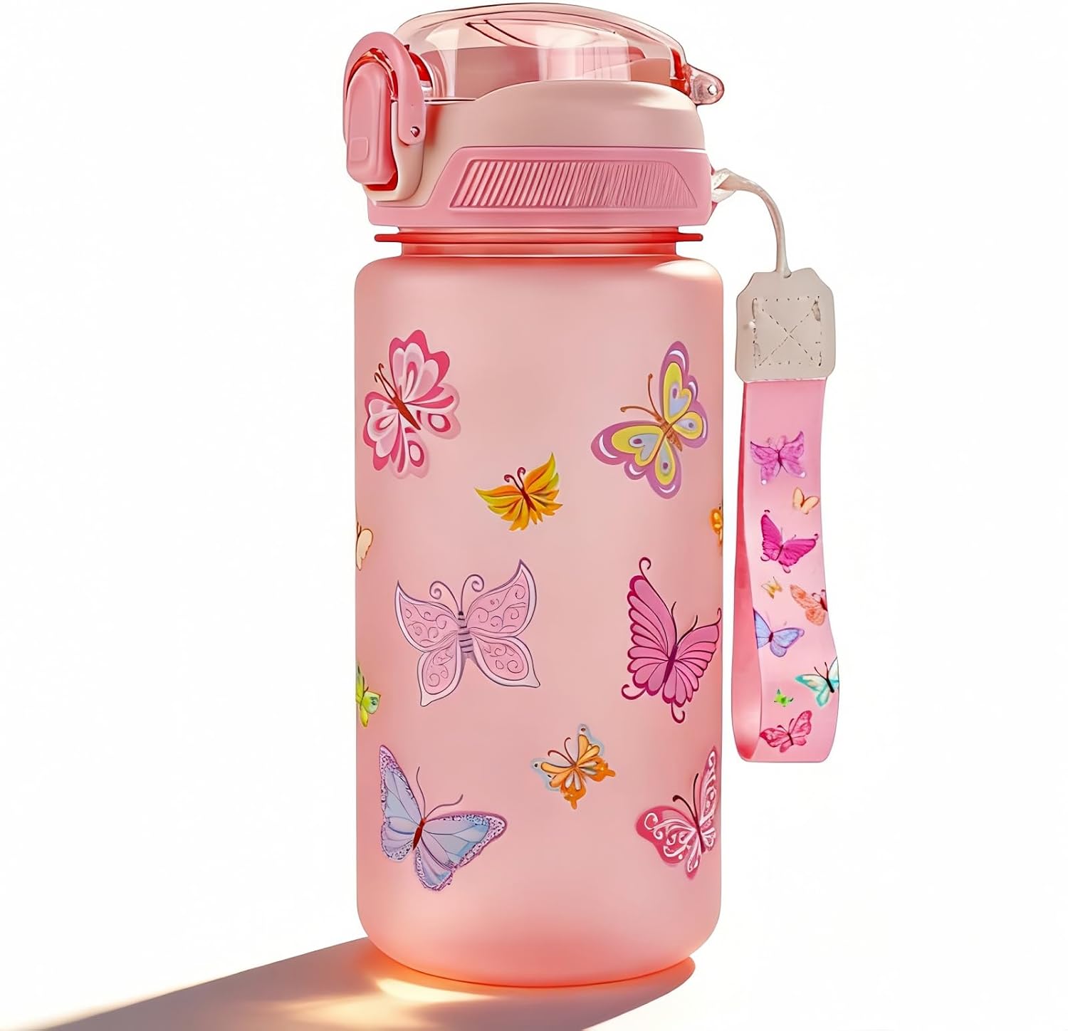 Children's Water Bottle, 600 ml, Sturdy and Shatterproof, Leak-Proof with Straw, BPA-Free, Beautiful Water Bottle for Girls and Boys Suitable for School Travel, Portable