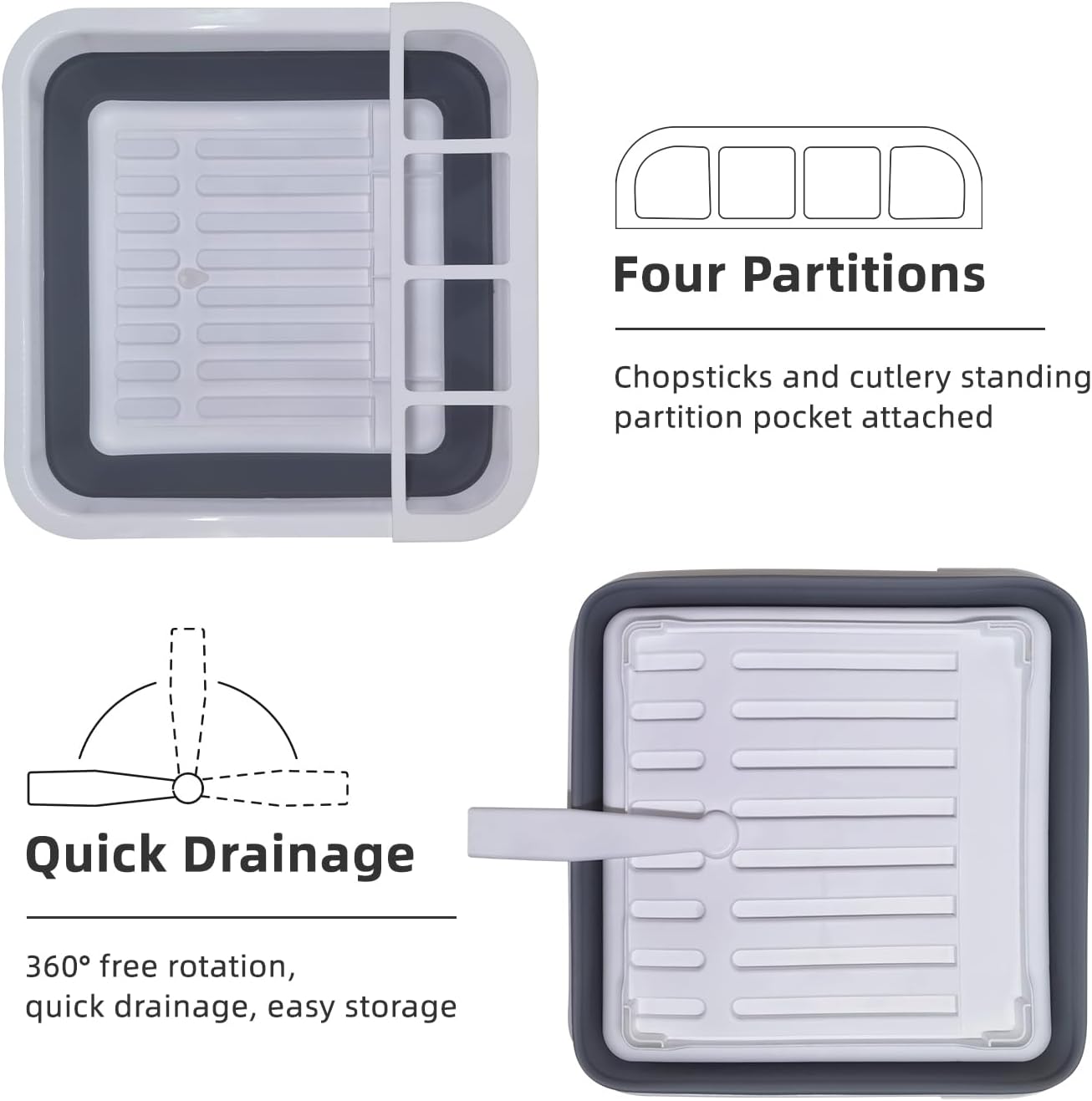 THANSTAR Opvouwbaar afdruiprek, draagbare organizer voor keuken, caravan, camping, aanhanger, ruimtebesparend, keukenopbergbak
