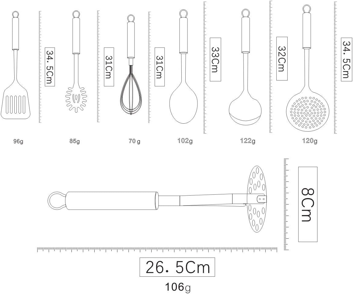 Set d'Ustensiles de Cuisine Berglander 13 Pièces — Inox Poli Miroir avec Support