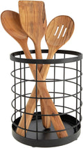 Porte-Ustensiles de Cuisine iDesign Austin – Métal Noir Mat, Design Grille Ouverte, 15 x 18 cm