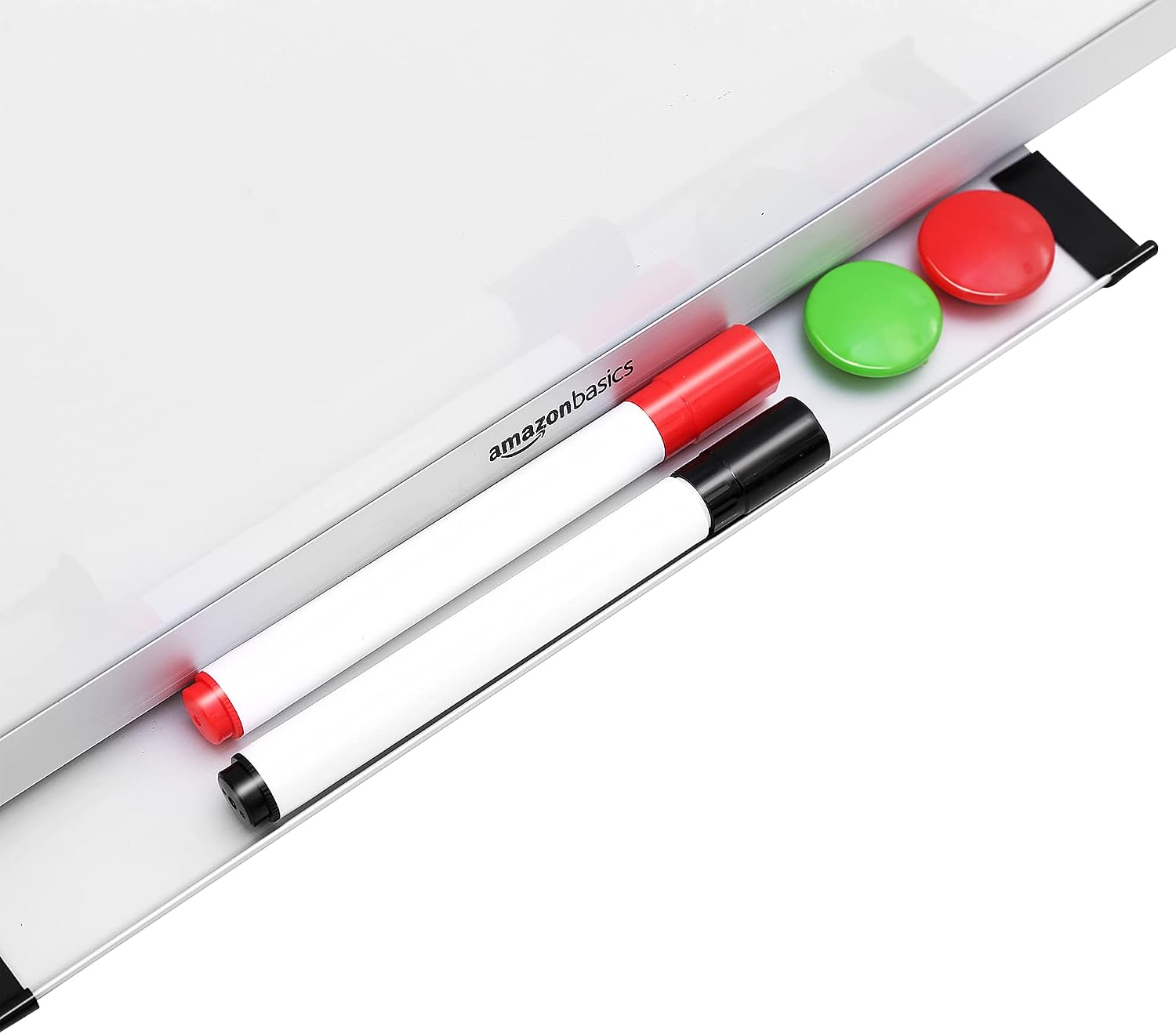 Amazon Basics Magnetisch droog uitwisbaar whiteboard met penhouder en aluminium stangen, wit, 60 x 45 cm