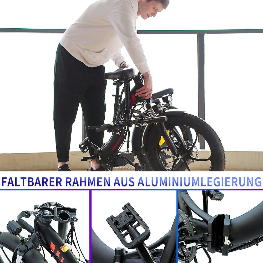 Fafrees F20 Elektrische vouwfiets 36 V 16 Ah accu 20 x 3,0 inch elektrische fiets bereik tot 60-130 km, 250 W Fatbike, Pedelec 25 km/u, opvouwbare elektrische fiets voor dames en heren