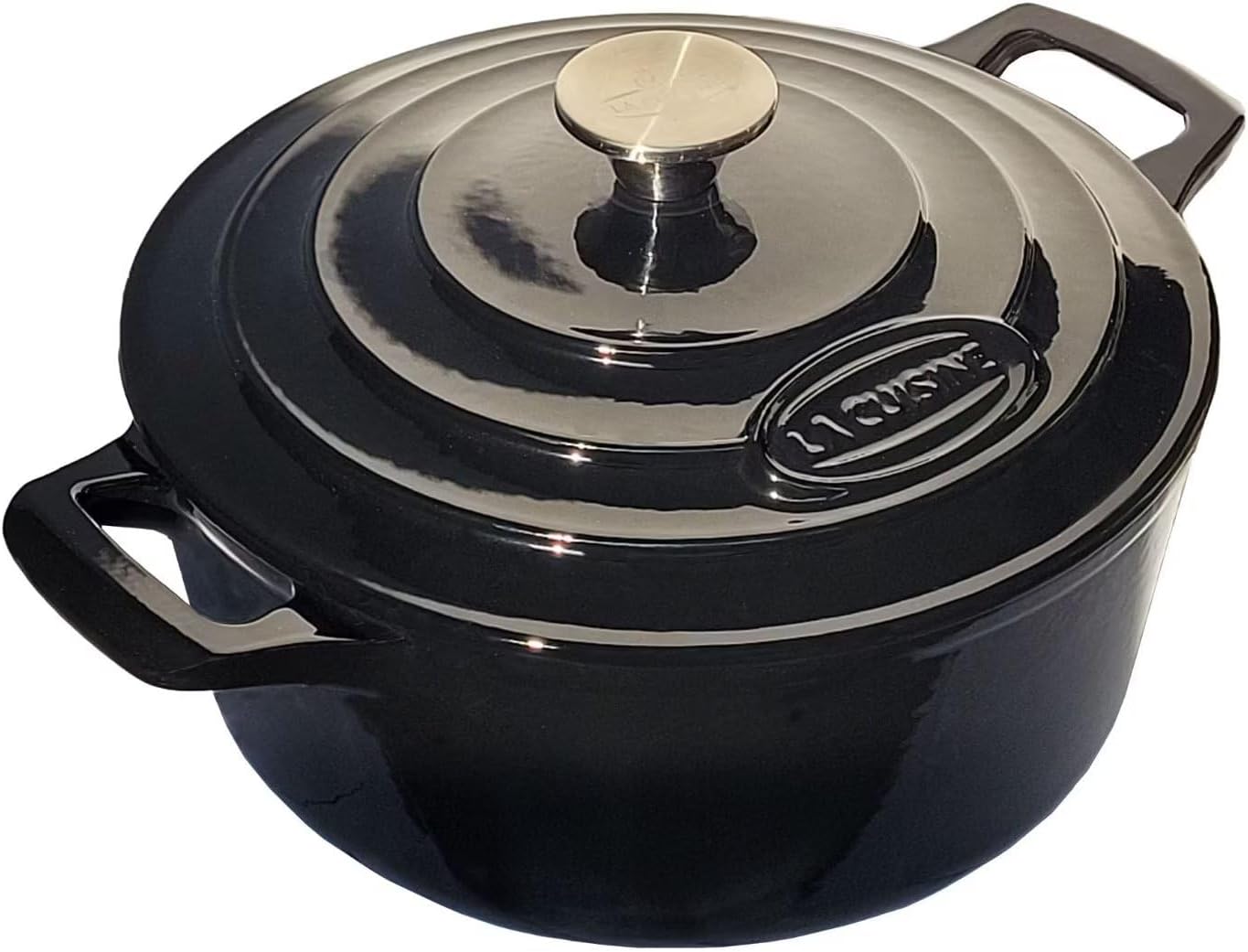 Cocotte Ovale en Fonte Émaillée La Cuisine – 5 L, Canneberge, Bouton Doré, Induction