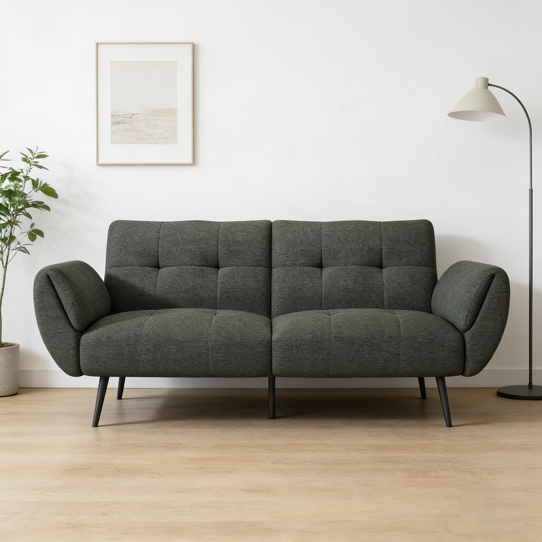 Canapé-lit convertible JIEXI – 3 places – Tissu gris – Dossier 3 positions – 170 cm