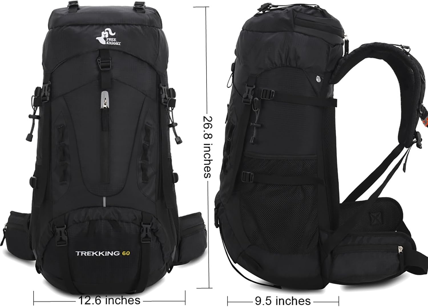 Bseash Waterdichte lichtgewicht wandelrugzak met regenhoes, outdoor sport reisrugzak voor klimmen kamperen toerisme, 60 liter, Militair Groen