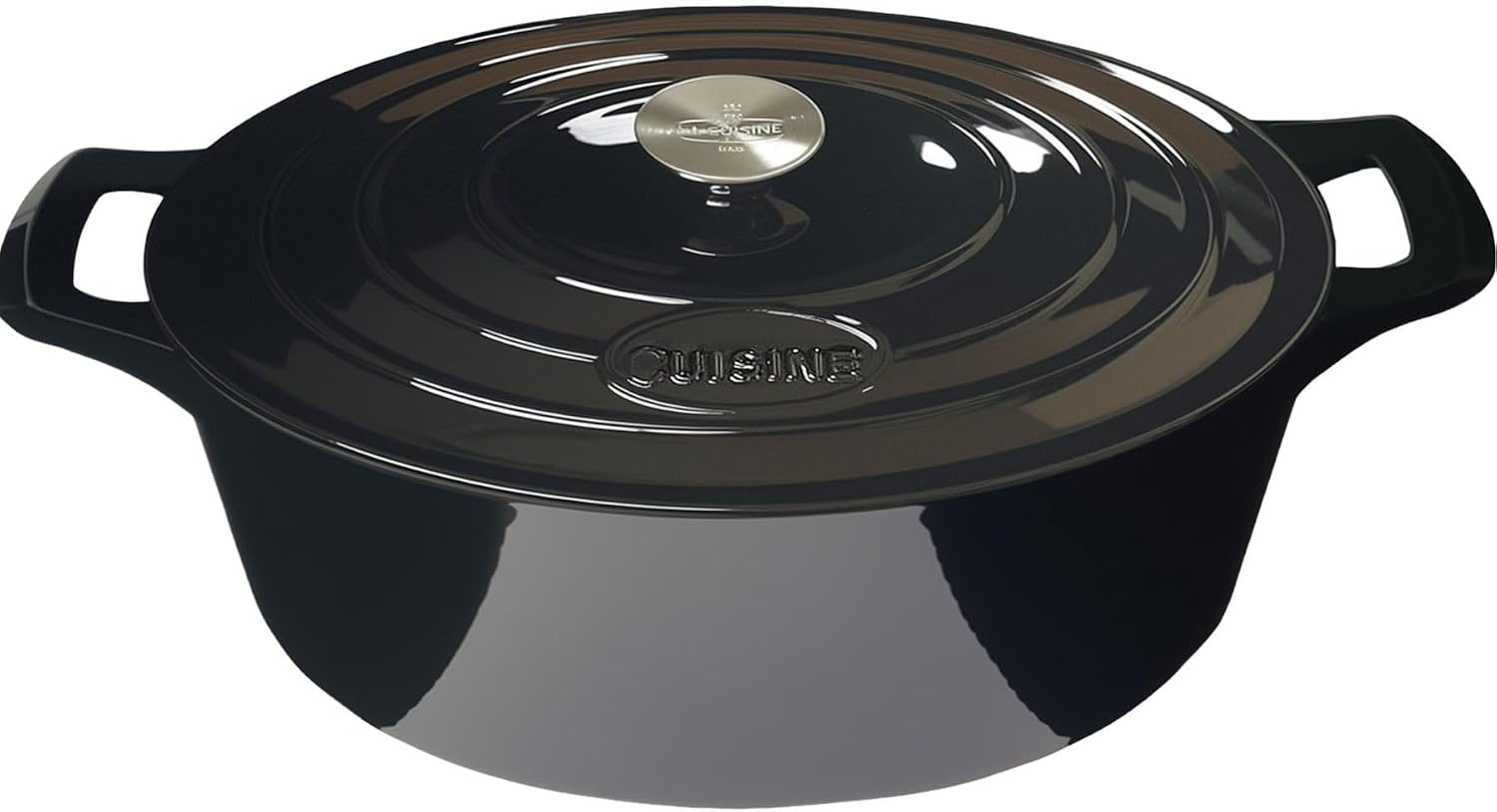 Cocotte Ovale en Fonte Émaillée La Cuisine – 5 L, Canneberge, Bouton Doré, Induction