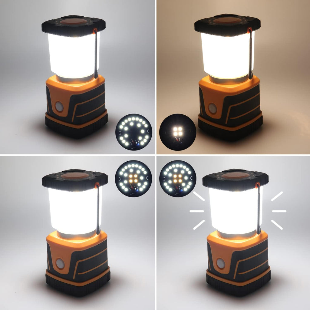 DA LIGHT Led-campinglamp, superhelder, 1500 lumen, 4 lichtmodi, dimbaar, op batterijen werkende noodlamp, geschikt voor nachtwandelingen, tentverlichting, noodgevallen, stroomuitval enz. (oranje)