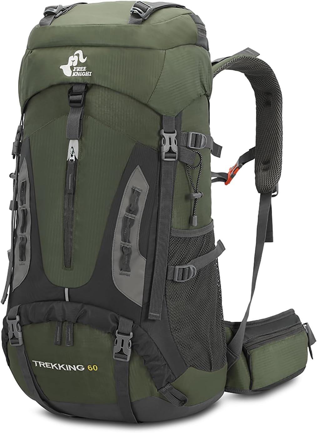 Bseash Waterdichte lichtgewicht wandelrugzak 60 liter Militair Groen