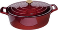 Cocotte Ovale en Fonte Émaillée La Cuisine – 5 L, Canneberge, Bouton Doré, Induction
