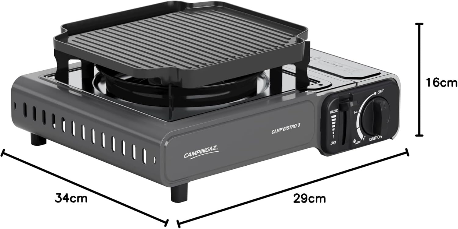 Campingaz Camp Bistro 3 Combo kooktoestel & grill | 1-pits campingkooktoestel | 2.200 watt | compact draagbaar buitenfornuis | inclusief draagtas voor eenvoudig transport | zwart