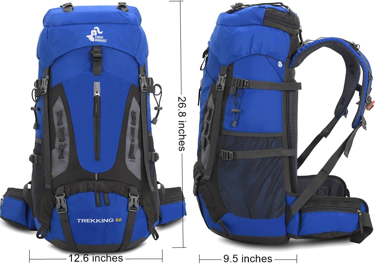 Bseash Waterdichte lichtgewicht wandelrugzak met regenhoes, outdoor sport reisrugzak voor klimmen kamperen toerisme, 60 liter, Militair Groen