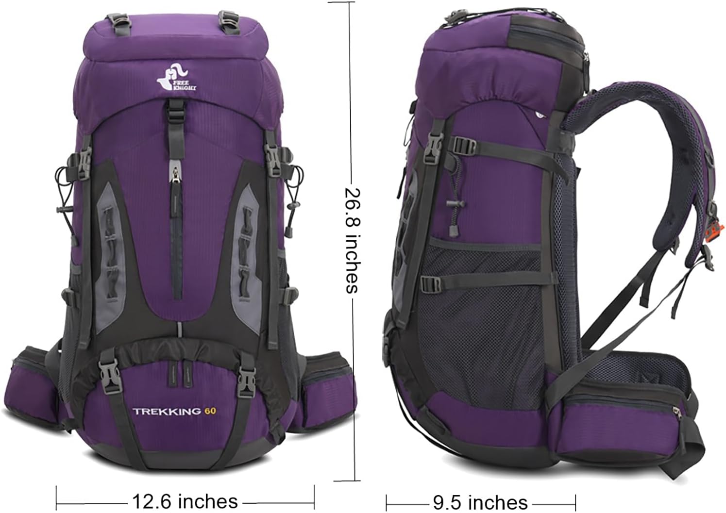 Bseash Waterdichte lichtgewicht wandelrugzak met regenhoes, outdoor sport reisrugzak voor klimmen kamperen toerisme, 60 liter, Militair Groen