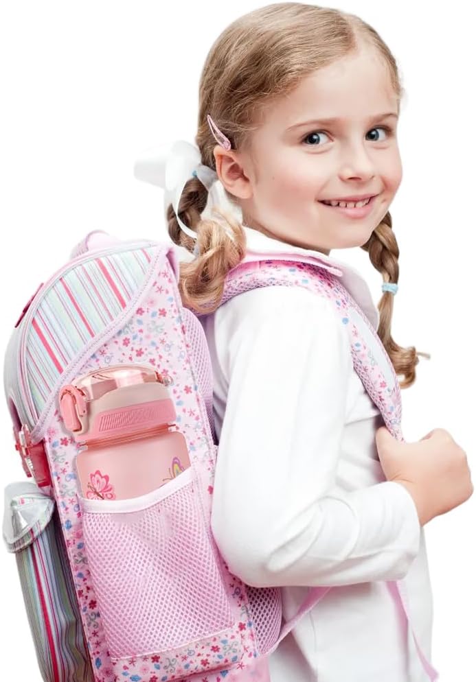 Children's Water Bottle, 600 ml, Sturdy and Shatterproof, Leak-Proof with Straw, BPA-Free, Beautiful Water Bottle for Girls and Boys Suitable for School Travel, Portable