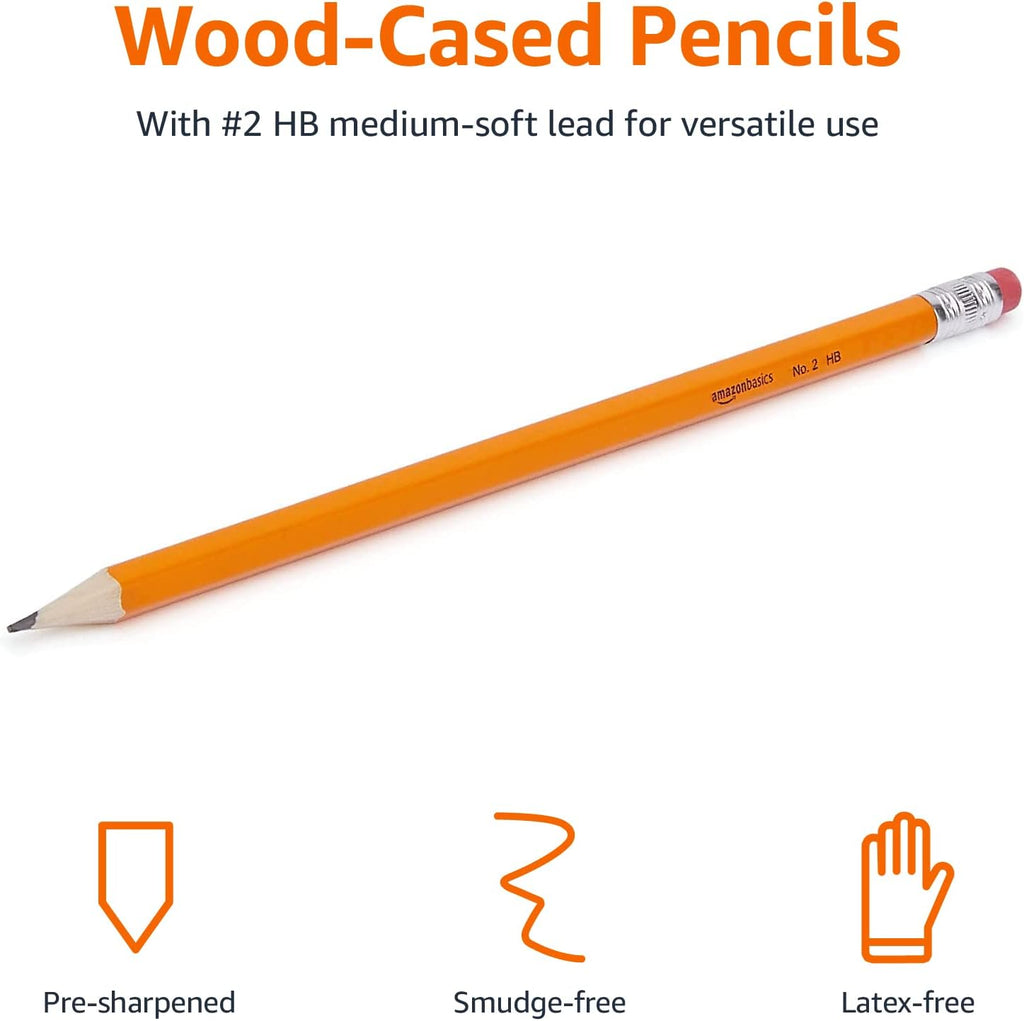 Amazon Basics PHB-30 voorgeslepen HB houten potloden, oranje
