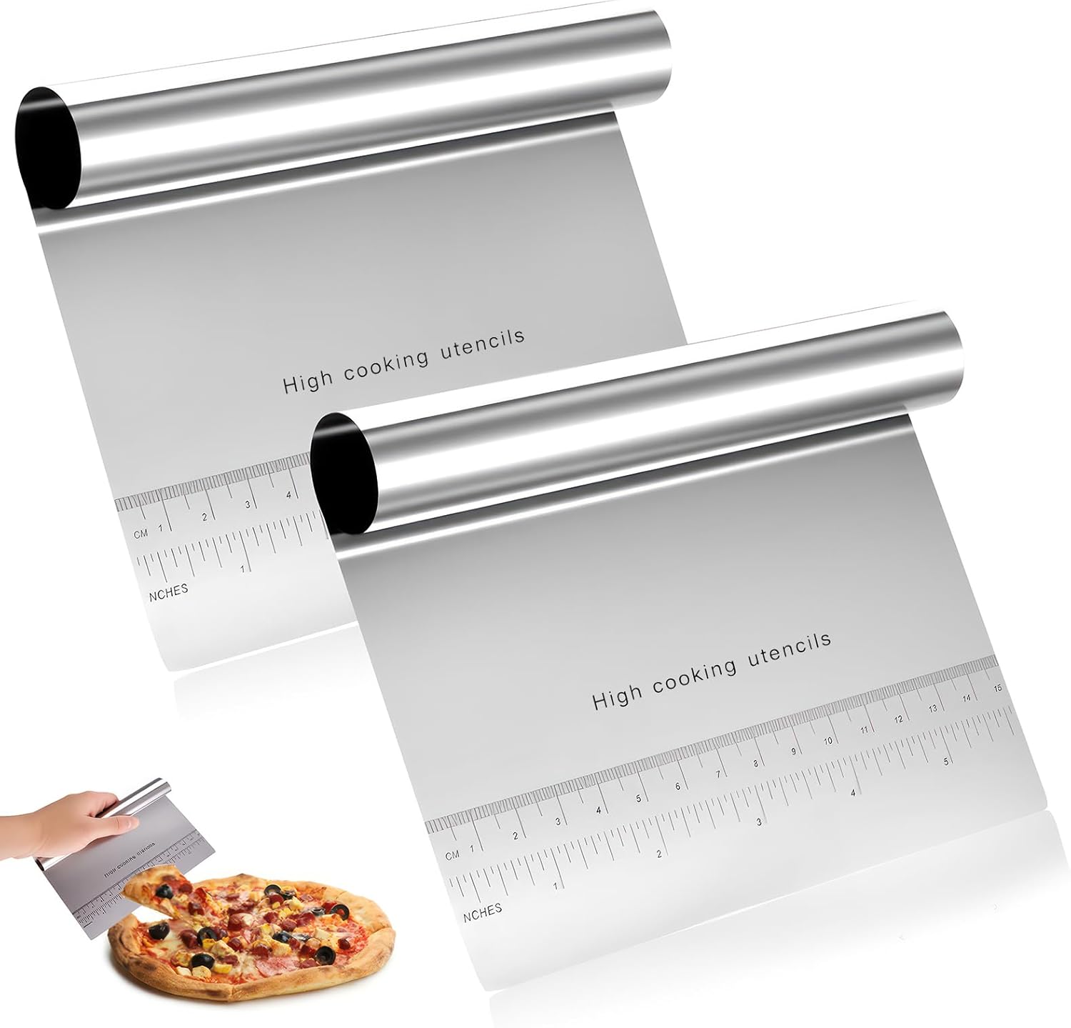 Lot de 2 Raclettes à Pâte en Inox — Coupe-Pâte avec Graduation