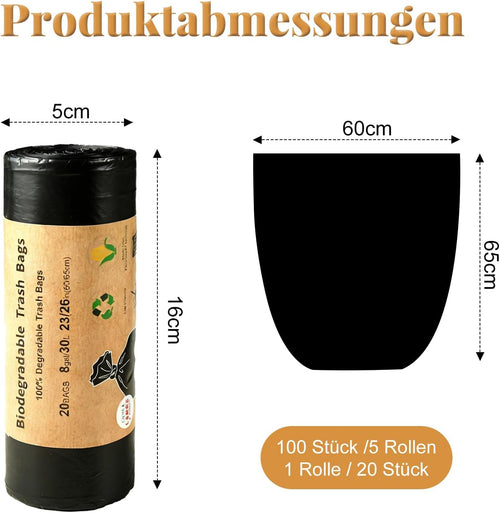 100 stuks campingtoilettzakken, zwart, 30 liter, biologisch afbreekbaar, voor wandelen, alle campingtoiletten, waterdicht, extra dik, scheidbare toiletaccessoires