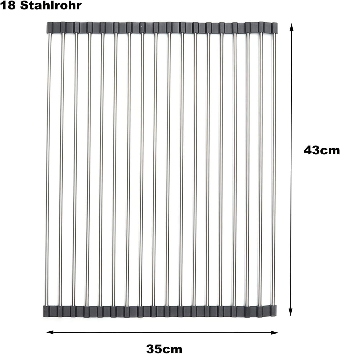 Égouttoir à Vaisselle Pliable ViWaVee – Inox, Sur Évier, 43 x 35 cm, Noir
