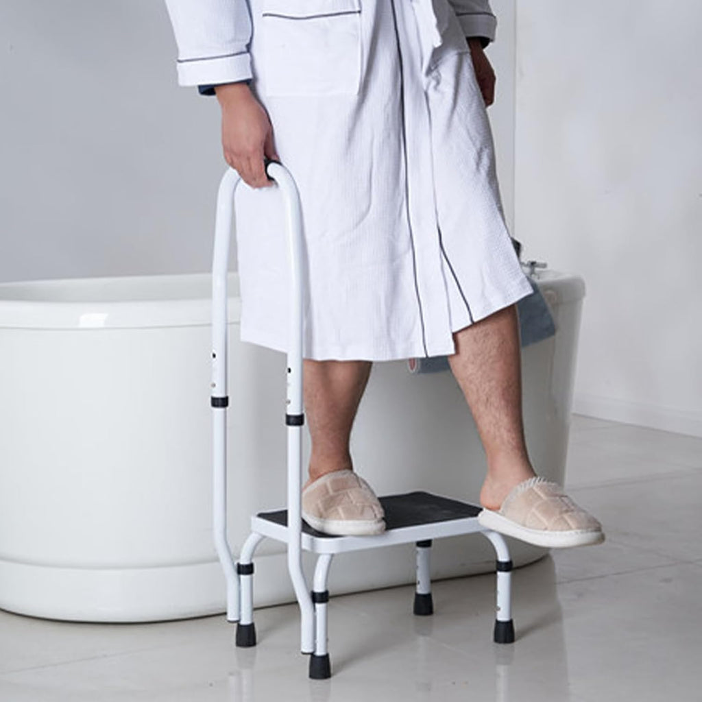 VEVOR Ladder met 1 treden, capaciteit 150 kg, opvouwbare ladder van staal, 3 verstelbare hoogtes, draagbare trapladder voor peuters voor volwassenen, robuuste antislip trapladder voor kantoor, camper