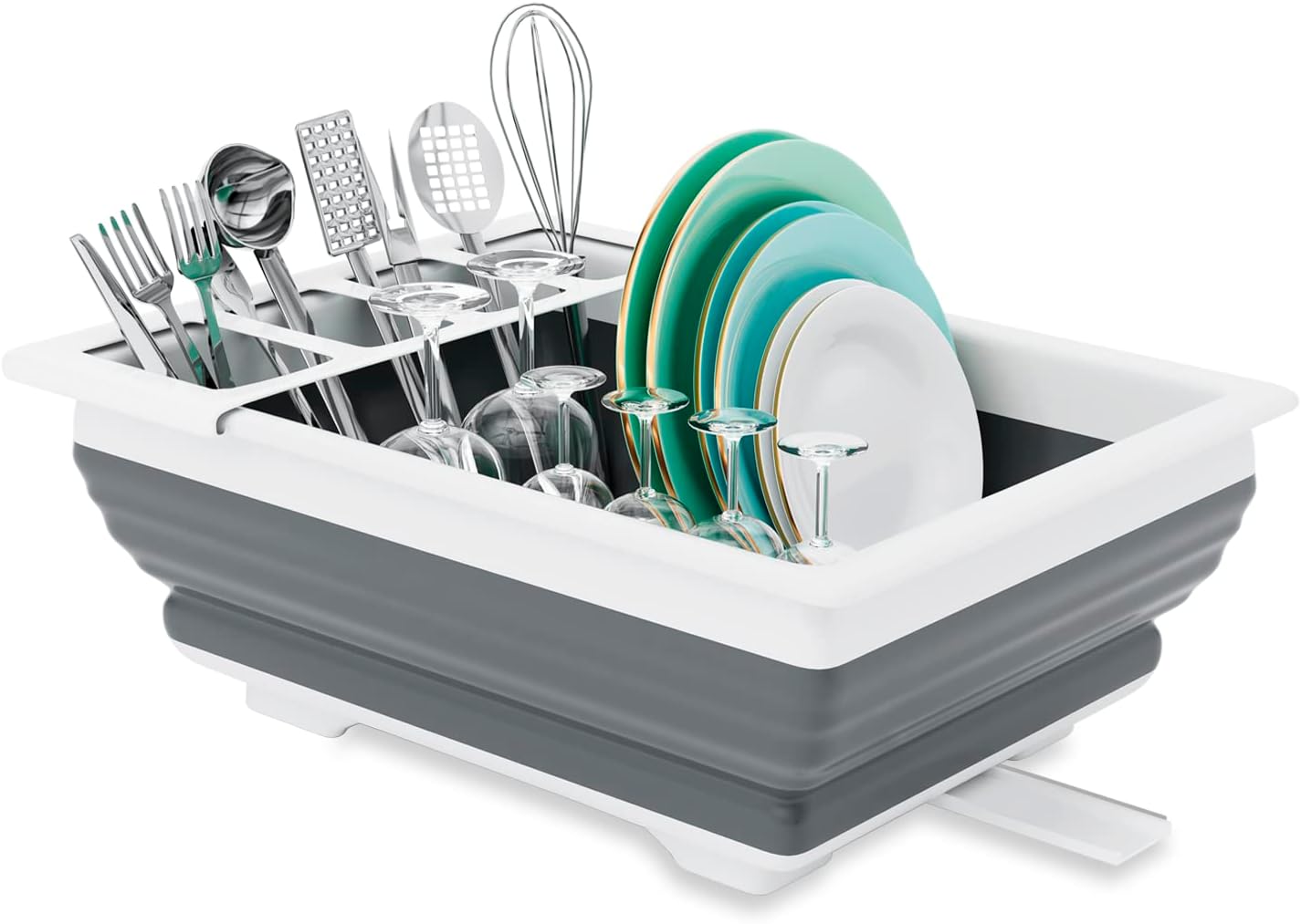 THANSTAR Opvouwbaar afdruiprek, draagbare organizer voor keuken, caravan, camping, aanhanger, ruimtebesparend, keukenopbergbak