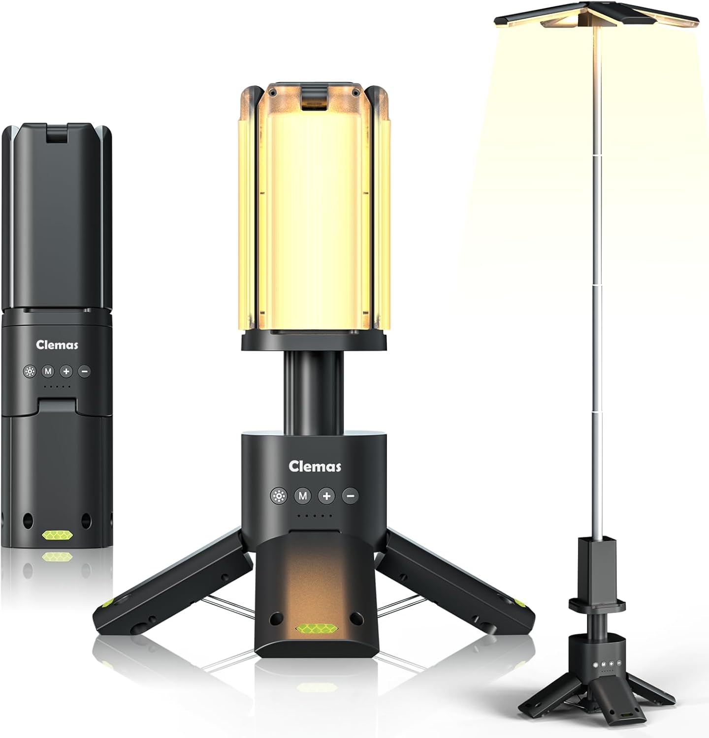Clemas Telescopische campinglamp, oplaadbaar, 14000 mAh, led, multifunctioneel, magnetisch, camping, voor bouwplaats, draadloos, dimbaar, draagbaar, 6000 lm, IPX5