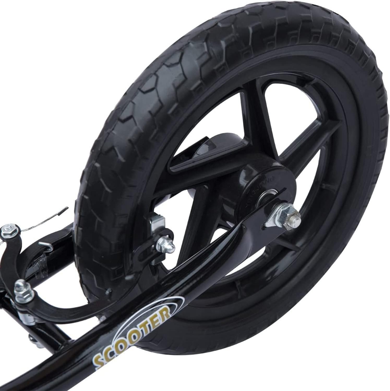 HOMCOM Scooter met banden, 30 cm, hoogte verstelbaar stuur, handgreep rem en standaard