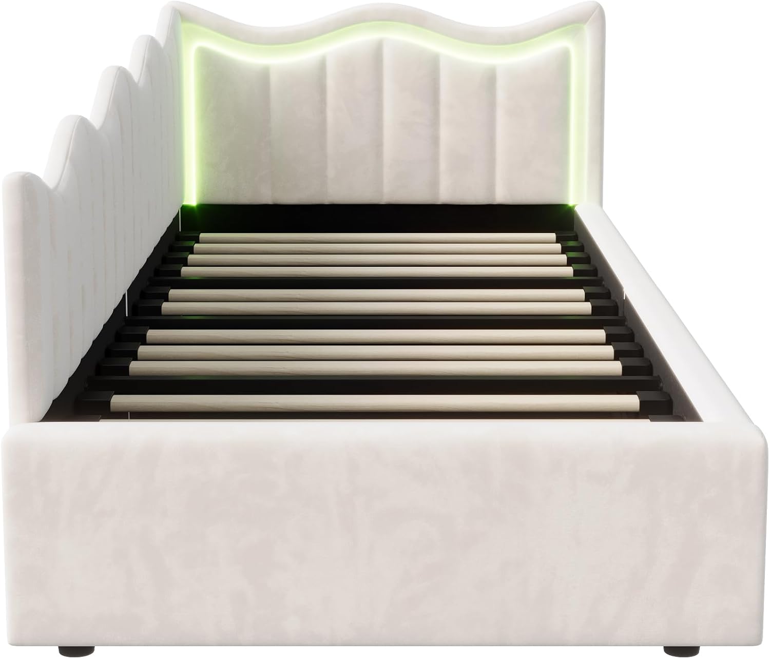 Canapé-Lit Convertible LKPOMI 2 Places — Velours Beige, Lit 180x200 cm