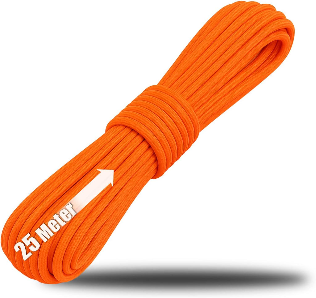 COM-FOUR® Paracord touw Ø 4 mm, 25 m - 7-voudig touw voor boten, camping, outdoor - nylon touw met een draagvermogen van 250 kg - tenttouw, scheerlijn, universeel touw
