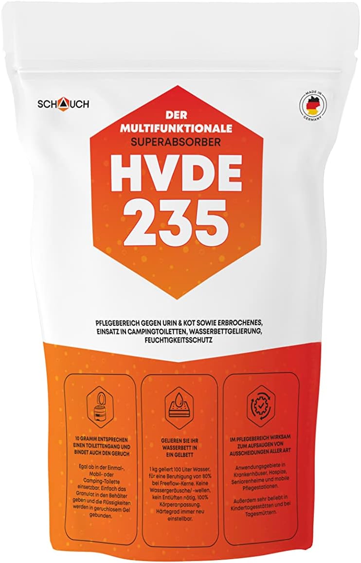 Superabsorber, vochtbescherming, voor het opzuigen van urine en uitwerpselen, verwijdering van vloeibare uitscheidingen en campingtoiletten (1 kg), HVDE 235 van Schauch