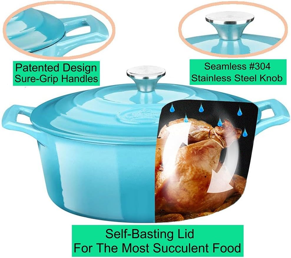 Cocotte Ovale en Fonte Émaillée La Cuisine – 5 L, Canneberge, Bouton Doré, Induction