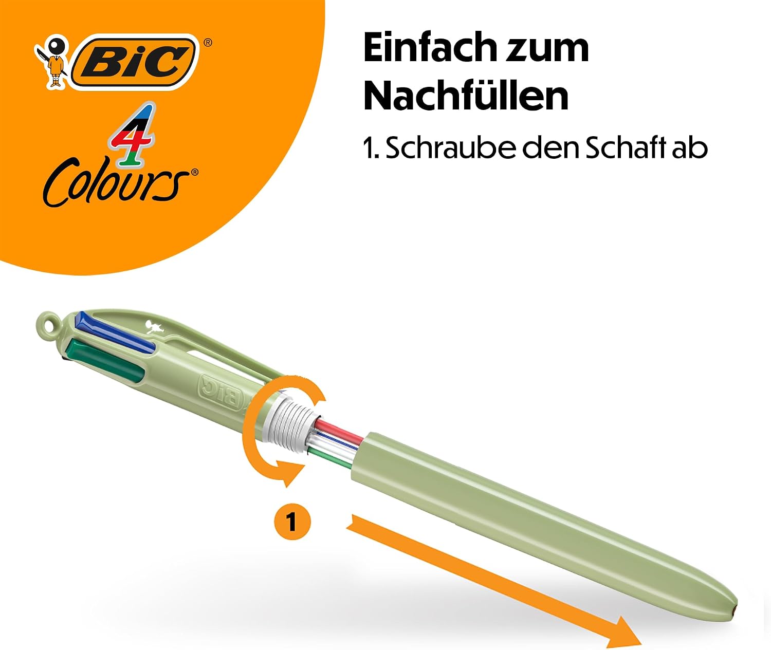 BIC 4 Mineral Colours – Ballpoint Pens Medium Tip (1 mm) – Assorted Body Colours, Pack of 5