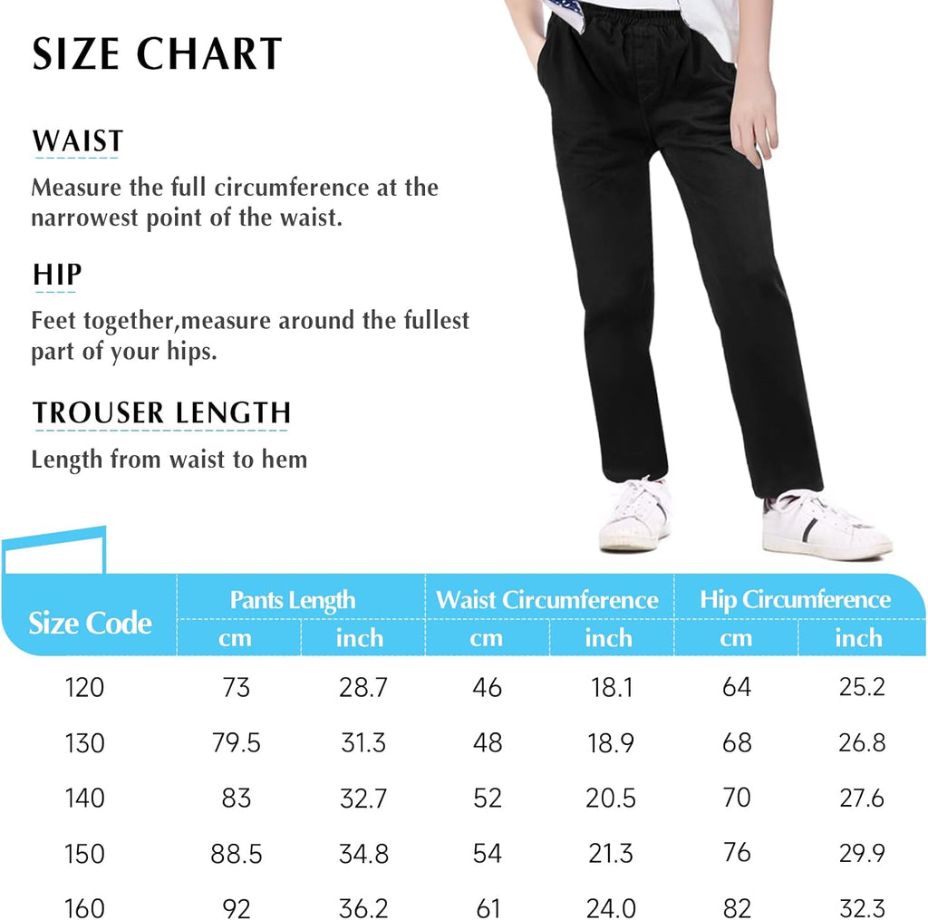 Boys School Trousers, Elastic Waist Jogging Trousers, Tracksuit Bottoms Suitable for Children from 6 to 11 Years, Black