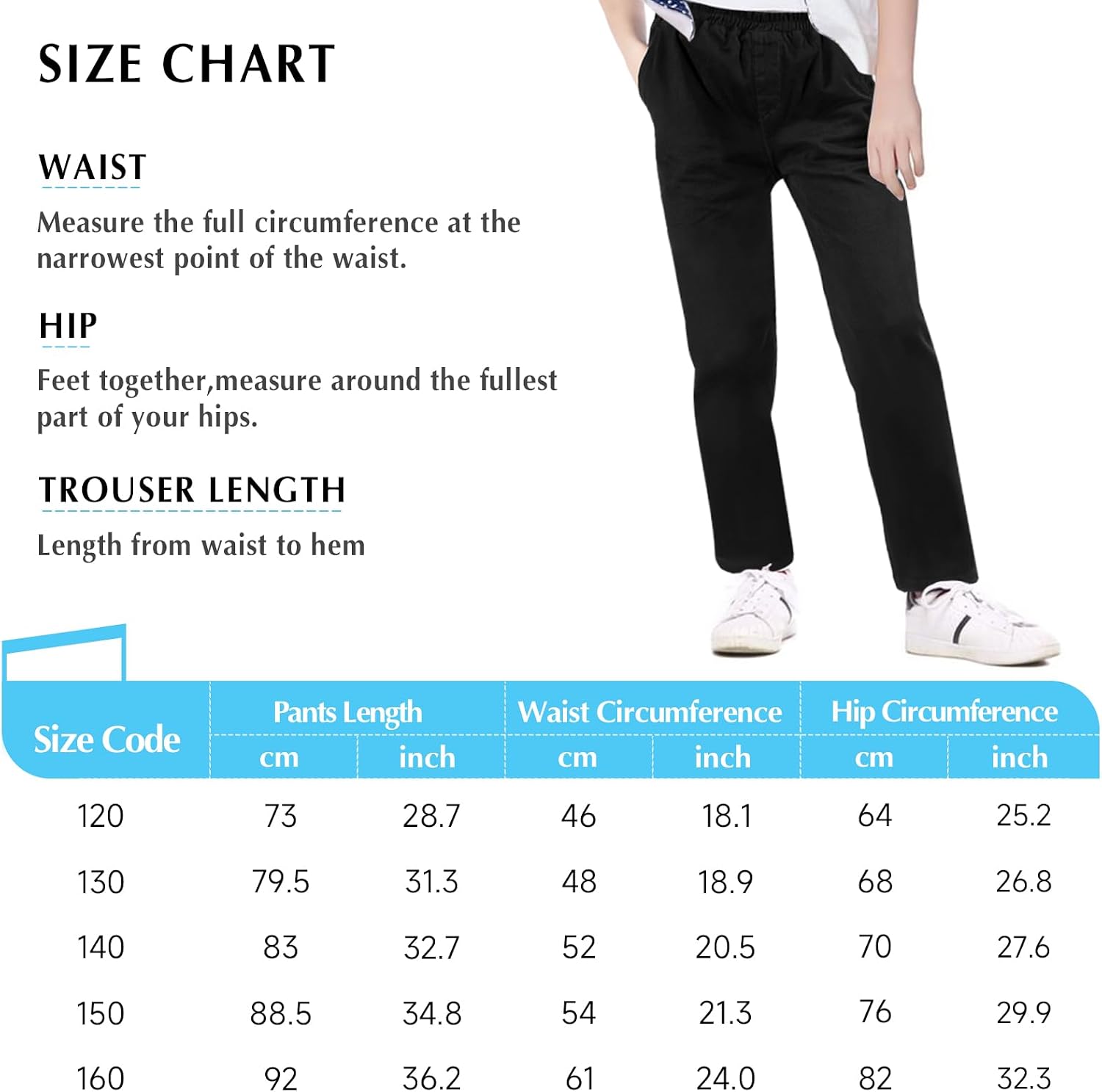 Boys School Trousers, Elastic Waist Jogging Trousers, Tracksuit Bottoms Suitable for Children from 6 to 11 Years, Black