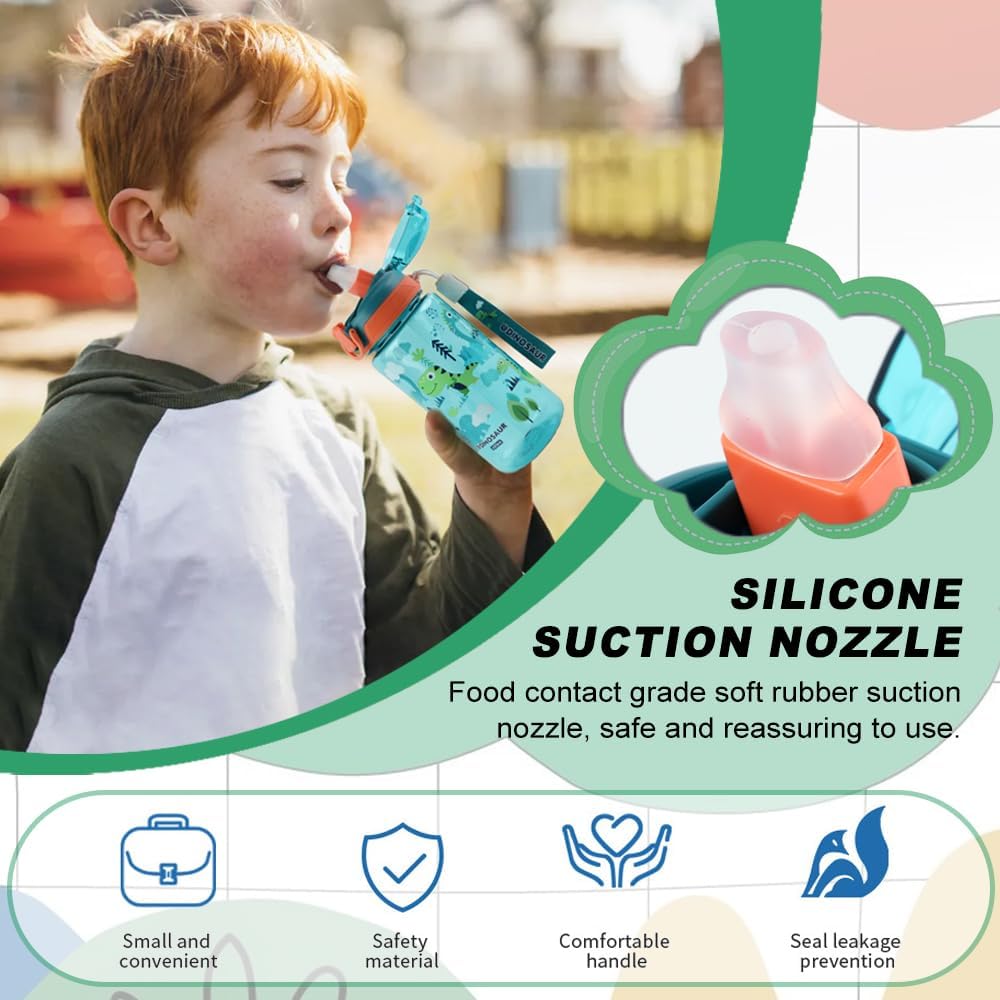 Children's Water Bottle, 600 ml, Sturdy and Shatterproof, Leak-Proof with Straw, BPA-Free, Beautiful Water Bottle for Girls and Boys Suitable for School Travel, Portable