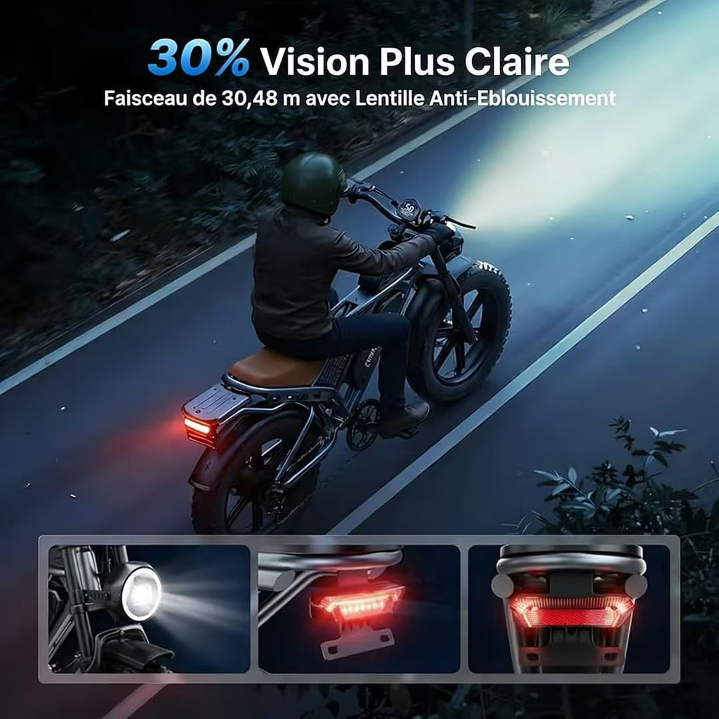 DEEPOWER QS7 Electric Bike, Removable Battery 48V 60Ah/35Ah/20Ah, Autonomy 110-250KM, Motor 120Nm, Fat Tyre 20'' X 4.0, 7 Speed, Full Hydraulic Suspension