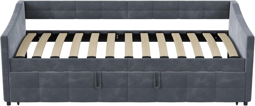 Canapé-Lit Convertible LKPOMI 2 Places — Velours Beige, Lit 180x200 cm