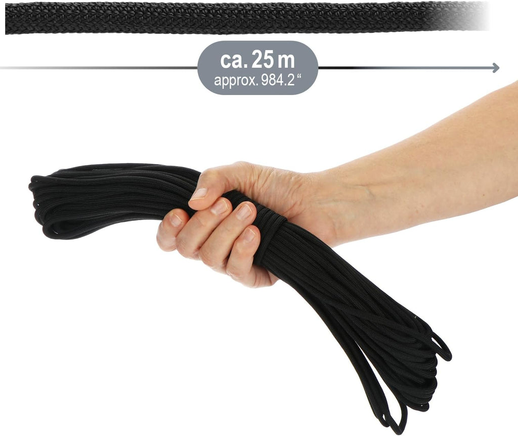 COM-FOUR® Paracord touw Ø 4 mm, 25 m - 7-voudig touw voor boten, camping, outdoor - nylon touw met een draagvermogen van 250 kg - tenttouw, scheerlijn, universeel touw