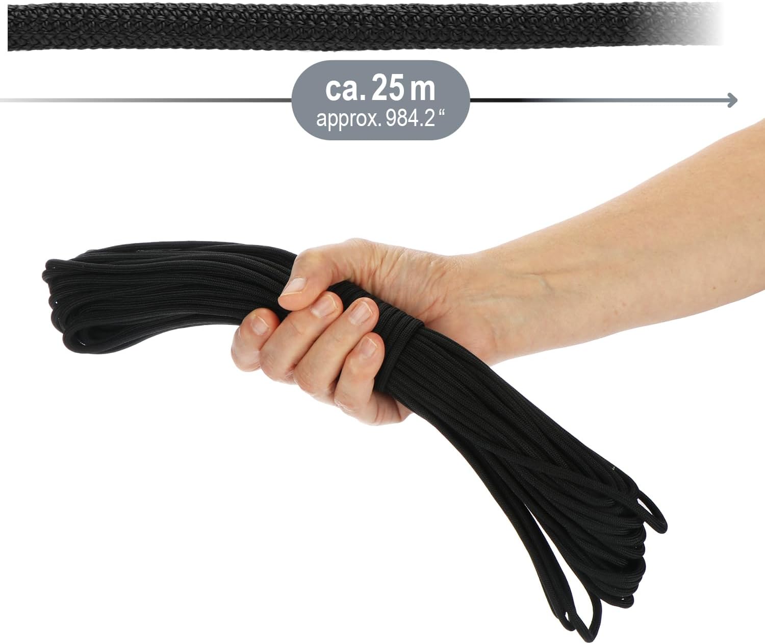 COM-FOUR® Paracord touw Ø 4 mm, 25 m - 7-voudig touw voor boten, camping, outdoor - nylon touw met een draagvermogen van 250 kg - tenttouw, scheerlijn, universeel touw