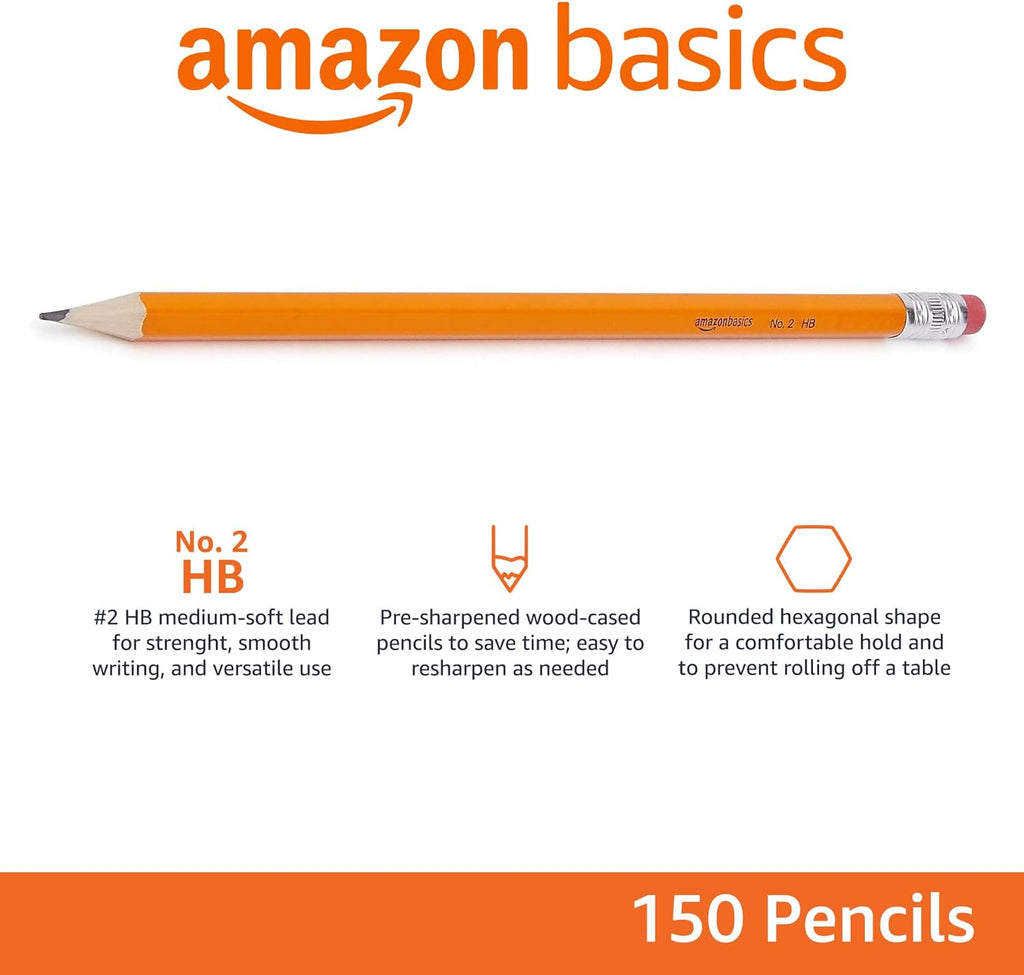 Amazon Basics PHB-30 voorgeslepen HB houten potloden, oranje