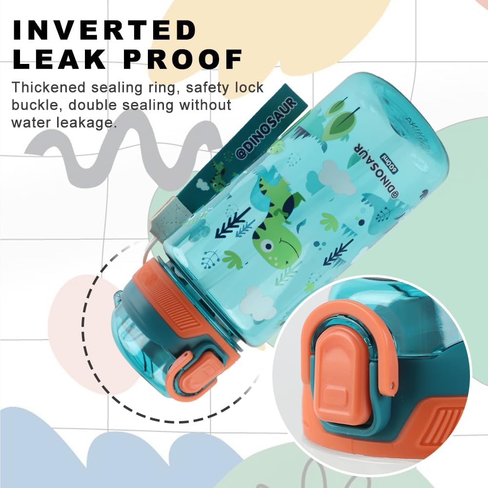 Children's Water Bottle, 600 ml, Sturdy and Shatterproof, Leak-Proof with Straw, BPA-Free, Beautiful Water Bottle for Girls and Boys Suitable for School Travel, Portable