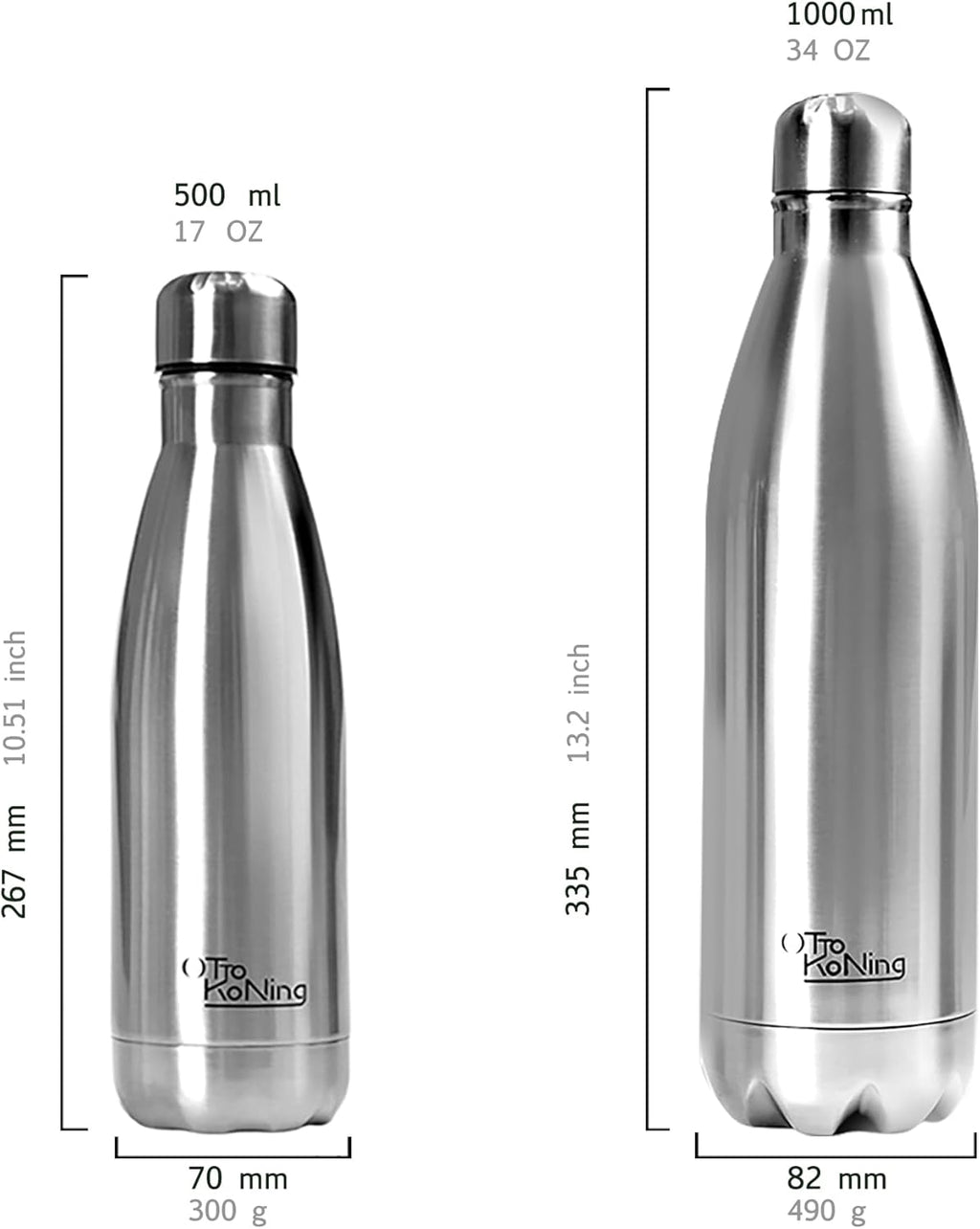Otto Koning Insulated Water Bottle 500ml - Insulated Water Bottle Keeps Drinks Cold for 24 Hours and Hot for 12 Hours - Leak Proof Insulated Water Bottle BPA Free