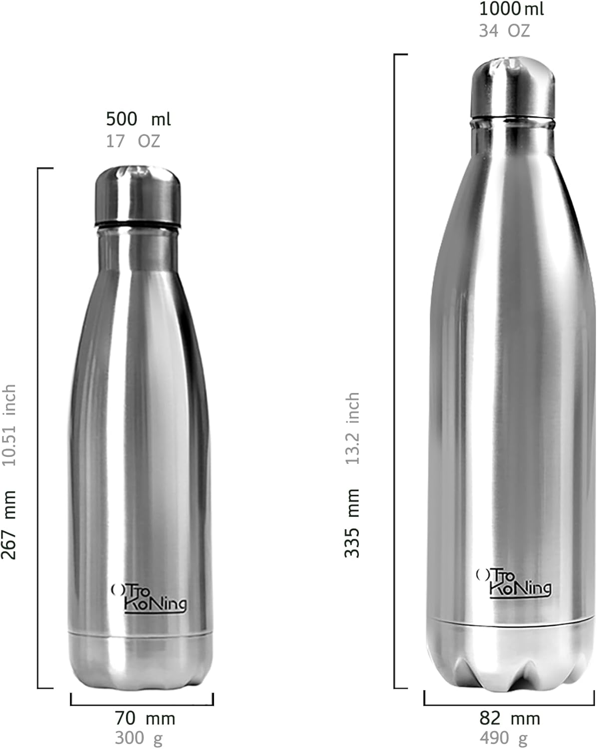 Otto Koning Insulated Water Bottle 500ml - Insulated Water Bottle Keeps Drinks Cold for 24 Hours and Hot for 12 Hours - Leak Proof Insulated Water Bottle BPA Free