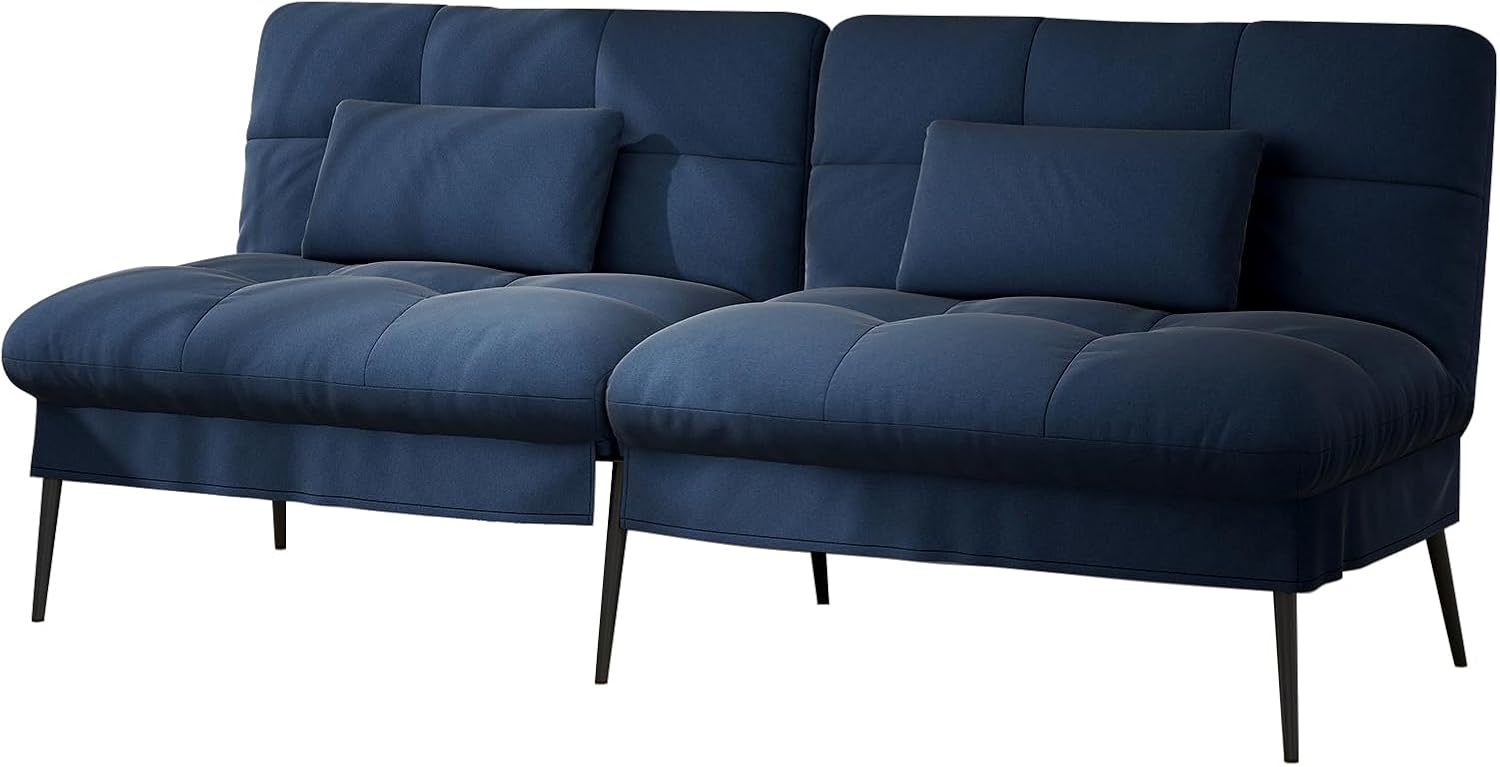 Canapé-lit convertible COMHOMA – 3 places – Tissu gris – Dossier ajustable