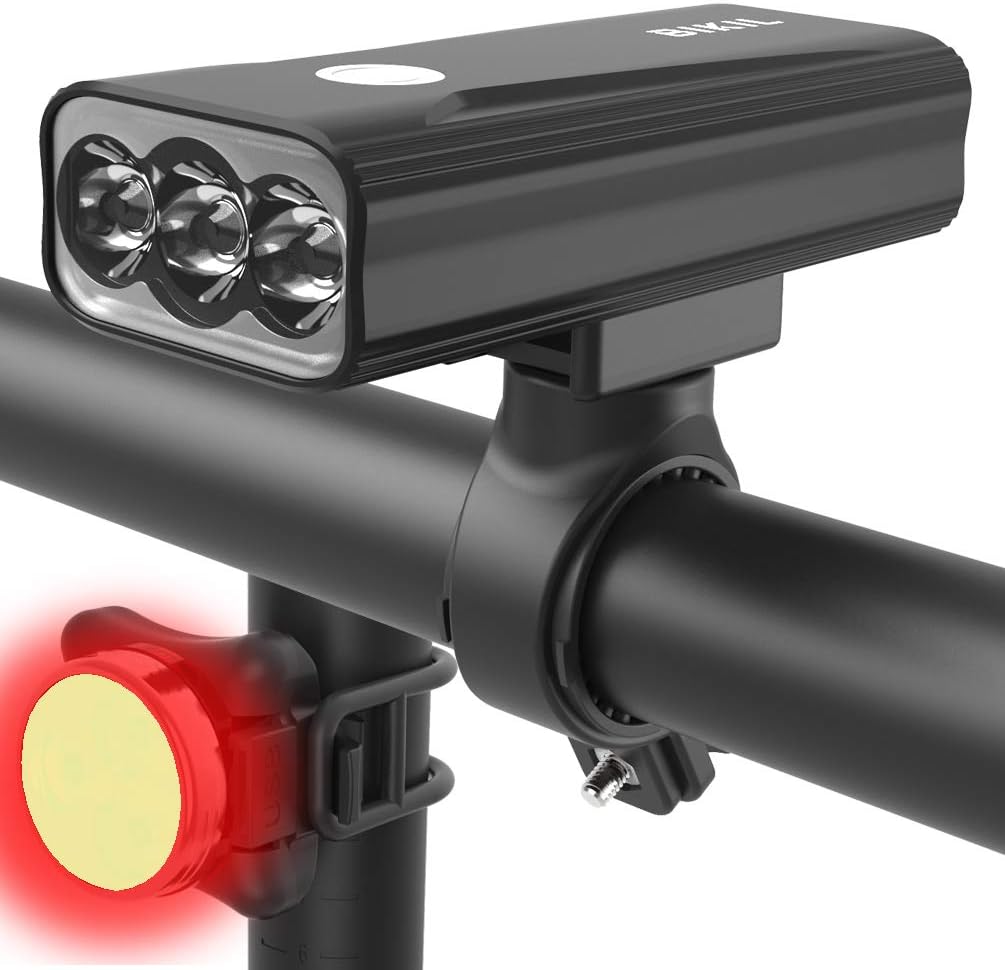 Bikil Fietslicht, 6400 mAh, oplaadbaar, USB C, fietsverlichting met led, krachtig, 2400 lumen, fietslicht voor en achter, waterdicht, fietslamp, voor mountainbike, hardlopen, fietser | Oplaadbare en IPX5 waterdichte led-fietsverlichting, ideaal voor stads