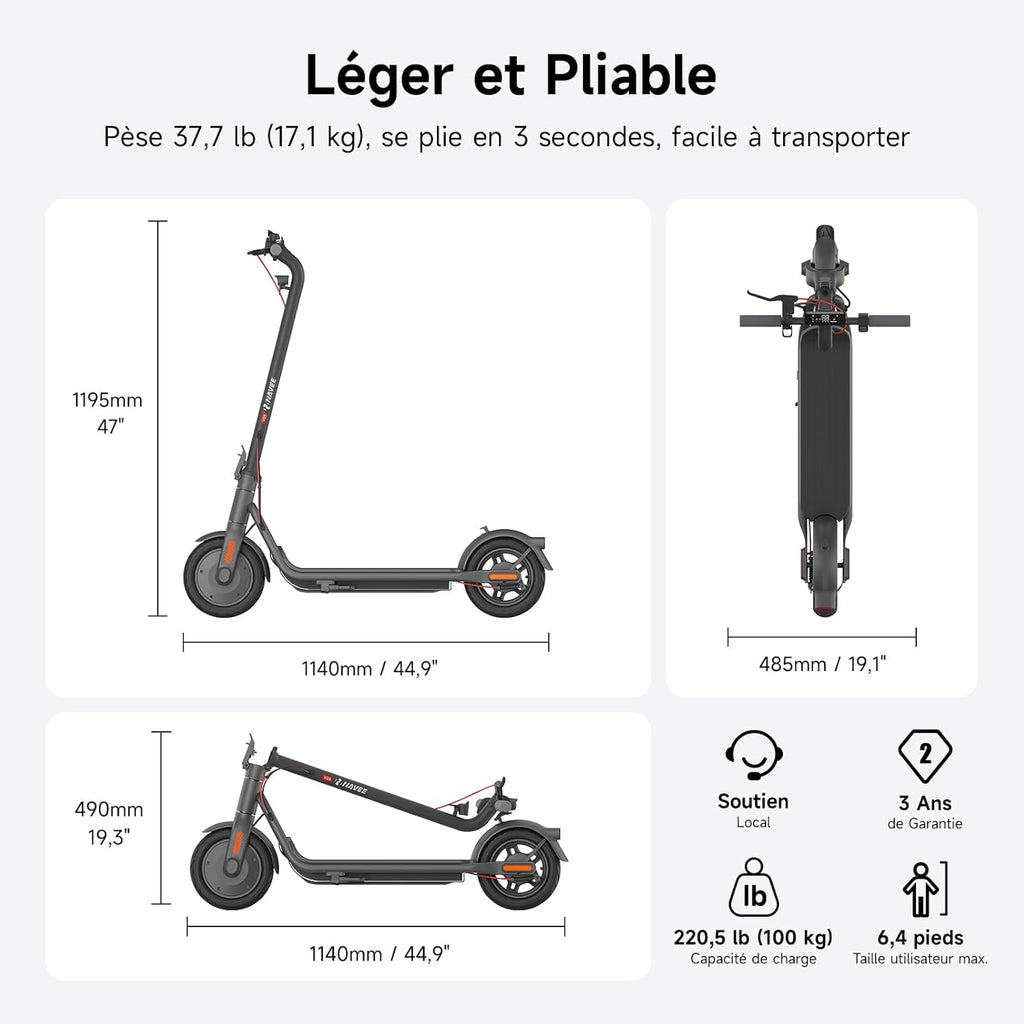 NAVEE V25 Elektrische step voor volwassenen, krachtige motor 600 W, max. bereik 25 km, banden 10 inch, E-ABS rem voor + trommel achter, TCS antislip, TÜV-certificering, Apple Find My, intelligent