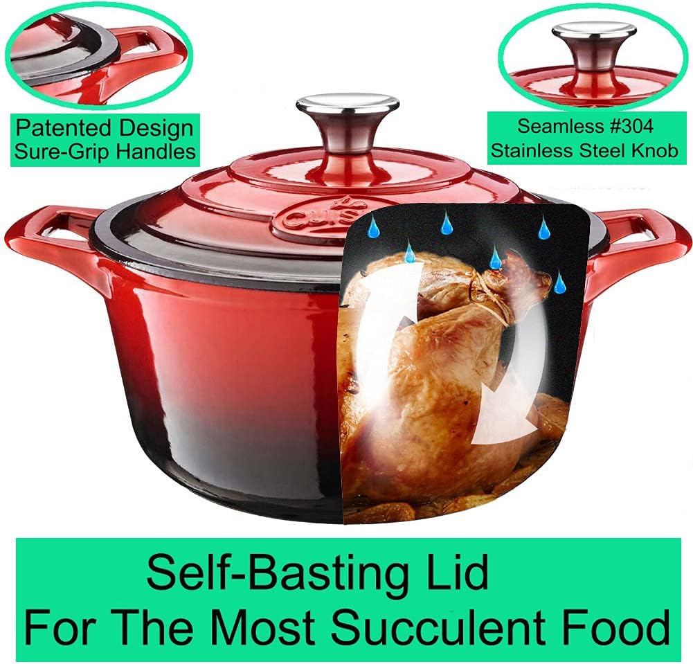 Cocotte Ovale en Fonte Émaillée La Cuisine – 5 L, Canneberge, Bouton Doré, Induction