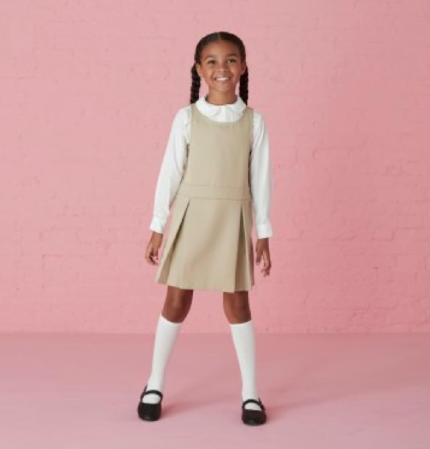 French Toast Claudine kraag geweven blouse met lange mouwen voor meisjes, wit, 12