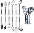 Set d'Ustensiles de Cuisine Berglander 13 Pièces — Inox Poli Miroir avec Support