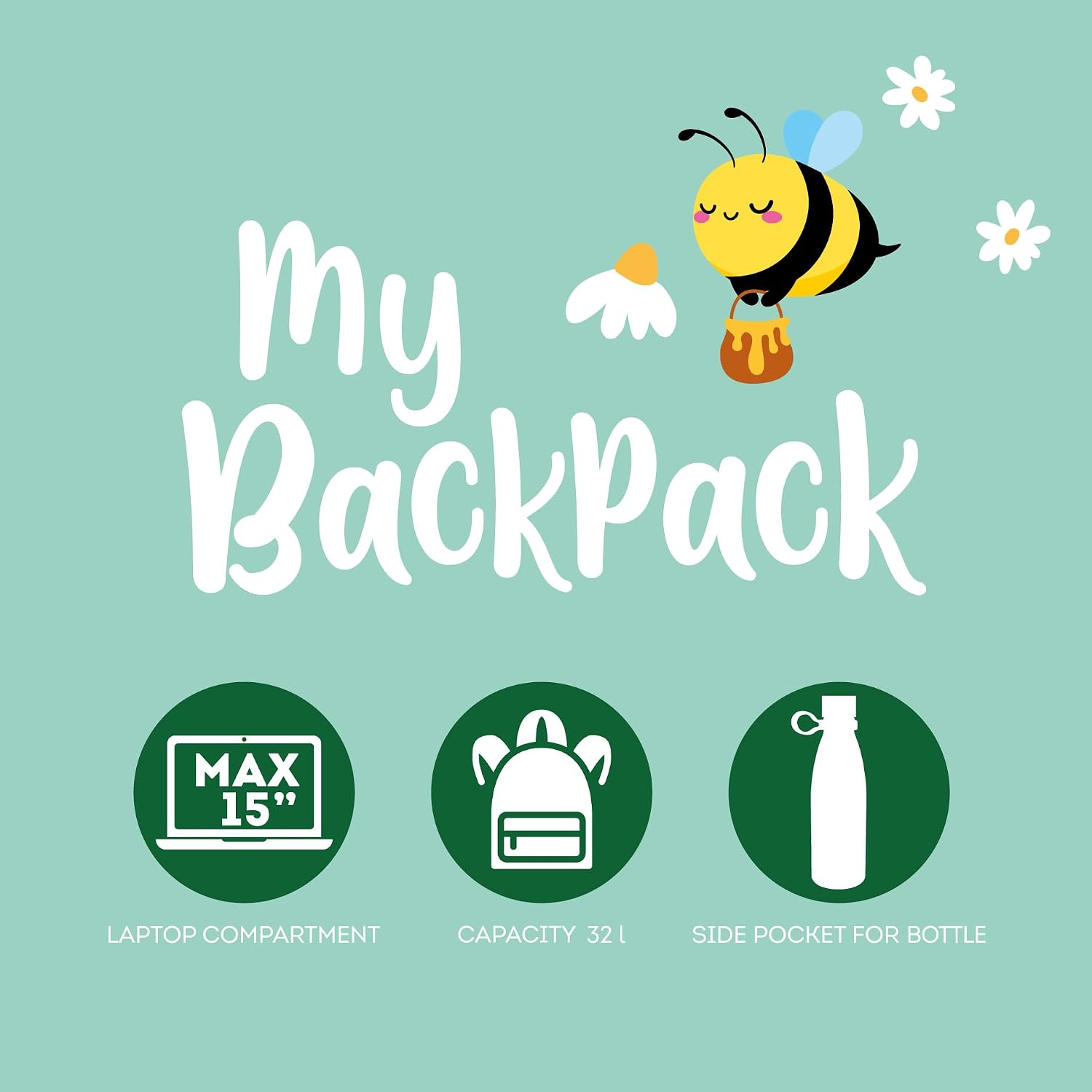 Legami My Backpack Rugzak voor kinderen, uniseks, 1 stuk, Groen, Casual