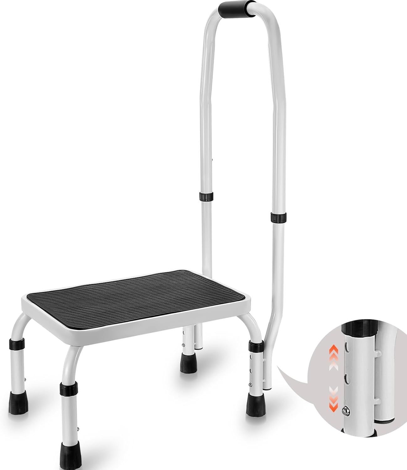 VEVOR Ladder met 1 treden, capaciteit 150 kg, opvouwbare ladder van staal, 3 verstelbare hoogtes, draagbare trapladder voor peuters voor volwassenen, robuuste antislip trapladder voor kantoor, camper