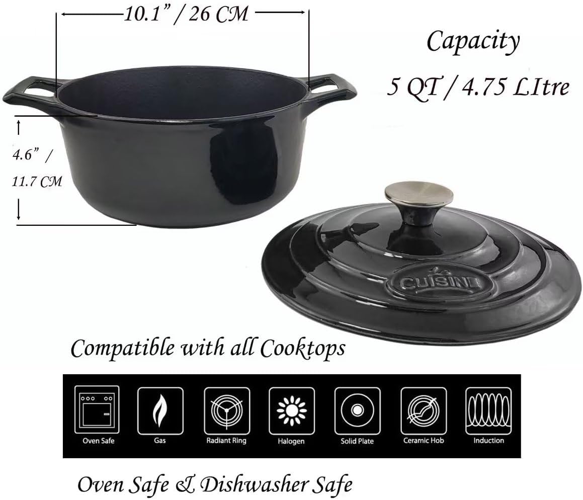 Cocotte Ovale en Fonte Émaillée La Cuisine – 5 L, Canneberge, Bouton Doré, Induction